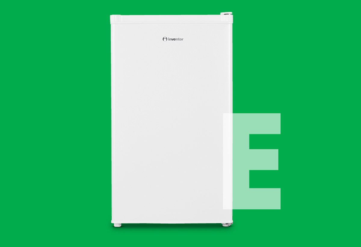 Το ψυγείο με πράσινο φόντο και το γράμμα Ε δίπλα που παραπέμπει στην ενεργειακή κλάση